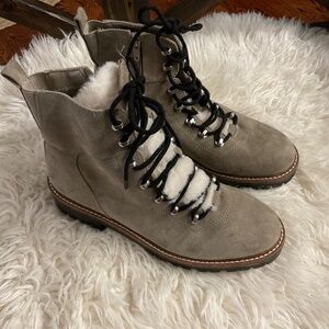 Grey boots suede